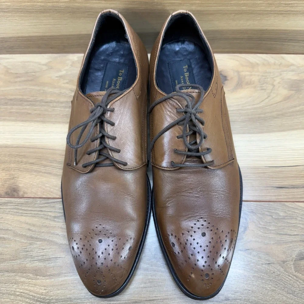 Too Boot New York Derby Medallion Mens‎ 8.5 Brown Leather Dress Shoes